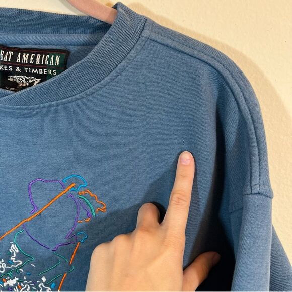 Great American Blue Embroidered Colorado Skier Ski Sweatshirt Medium - Picture 9 of 13